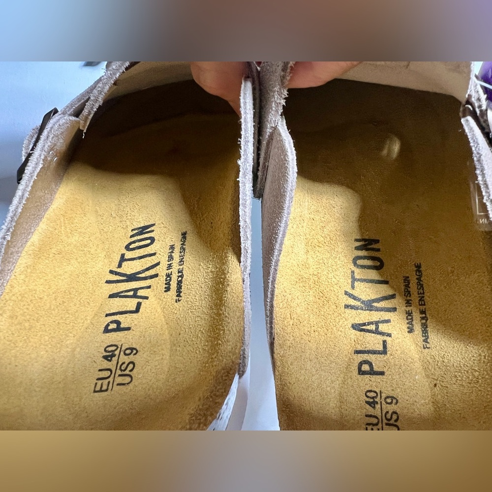 Plakton Blogey Suede Clogs in Piedra (Stone) US Women’s 9 EU 40 - Picture 9 of 15